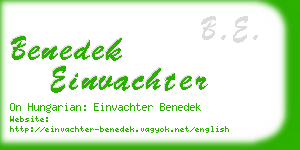 benedek einvachter business card